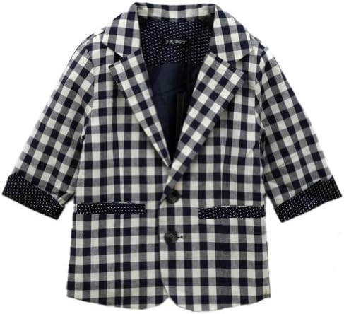 Urparcel Boys Casual Suit Jacket Coat Lapel Outerwear Checks Plaid Dots 2-7Y