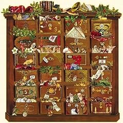 Nostalgische Weihnachtskommode: Zettelkalender. Der besondere Adventskalender f�r Erwachsene/24 eingesteckte Zettelchen, Gold-Glimmer