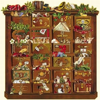 Coppenrath, M&uuml;nster Nostalgische Weihnachtskommode: Zettelkalender. Der besondere Adventskalender f&uuml;r Erwachsene/24 eingesteckte Zettelchen, Gold- ...
