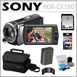 Sony HDR-CX190 HD Handycam Camcorder with 5.3MP and 25x Optical Zoom + 8GB SDHC + Sony Case + Replacement Battery Pack + Accessory Kit