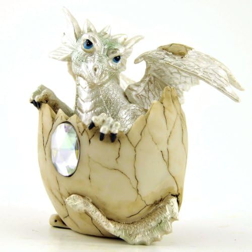 Baby Dragon in Egg with April Birthstone, Collectible Figure, 4.5-inch