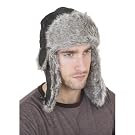 Mens Leather Look Thermal Winter Trapper Hat