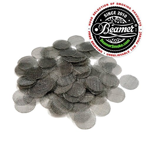 200 Beamer Premium Stainless Steel Screens. For Tobacco Pipes 0.750 (3/4th) Inch Size + Limited Edition Beamer Smoke Sticker