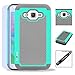 Samsung Galaxy Core Prime G360 / Prevail LTE Case, ToPerk (TM) Cyber Grid Armor Case + Free HD Screen Protector & Stylus Pen As Bundle Sale - Grey/Teal