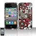 Rubberized Silver Colorful Flower Snap on Design Case Hard Case Skin Cover Faceplate for Apple Iphone 4g