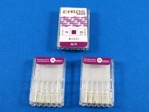 Dental Endodontic Files K 25 mm No 15 Ni-Ti Kit 3 / Pack EHROS