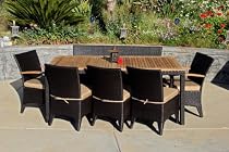 Big Sale Arbor 9 Piece All-Weather Wicker Patio Dining Set with Heather Beige (5476-0000) Cushions