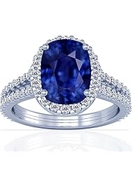18K White Gold Cushion Cut Blue Sapphire Ring With Sidestones (GIA Certificate)