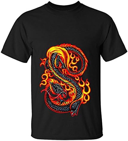 Orchard Plazza men's Red Fire Dragon dress Blouse Tee black