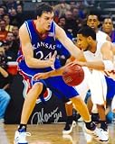 Sasha Kaun Autographed/Hand Signed vs Augustin Kansas Jayhawks 8x10 Photo
