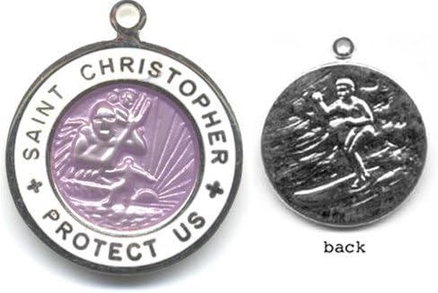 St. Christopher Surf Medal - Small Lavender/White