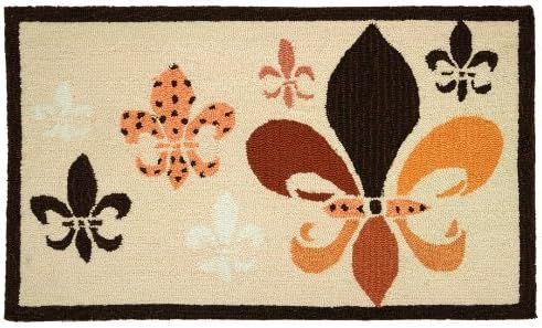 Homefires Accents Fancy Fleur De Lis Black and Tan 22-Inch by 34-Inch Indoor Rug