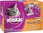 Whiskas Choice Cuts Favorites Variety Pack (Beef, Chicken, Turkey & Giblets, Whitefish & Tuna) Food for Cats & Kittens, 2.25 lb. pack  4 Count