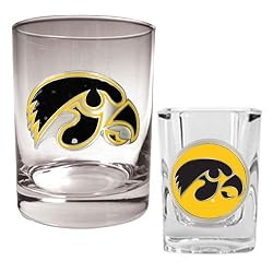 Iowa Hawkeyes NCAA Rocks Glass And Shot Glass Set by Great American Products