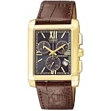 Image of Citizen AT0562-04L Gents Brown Leather Strap Blue Dial Gold Plated Case Eco-Drive Watch