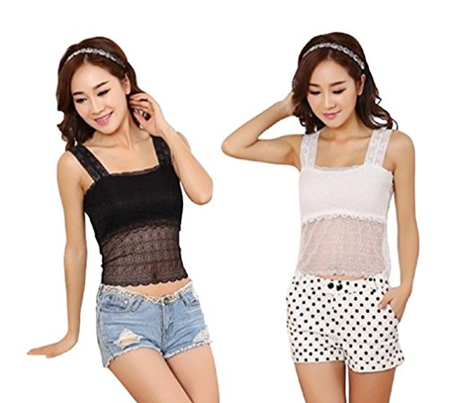 【ARINCO】 ショート丈 エガント レース タンクトップ レディース インナー 春 ブラック ホワイト