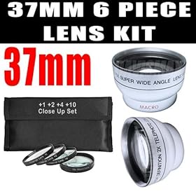 37mm DM Optics Macro Close Up Lens Kit 4 Piece (+1 +2 +4 +10) + Telephoto Lens + Wide Angle Lens For The Samsung HMXH100 HMXH104 HMXH105 HMXH106 HD SSD Flash Memory Camcorders