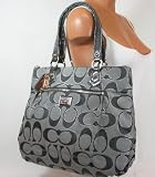 Coach Signature Lurex Glam Tote Handbag Ash