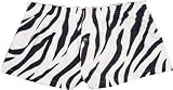 Zebra Stripe Novelty Print Wild Flannel Cotton Girl Boxers Mini Itty Bitty Shorts 1 Inseam, Covered elastic waist, 100% cotton, available in 5 adult sizes