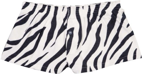 Zebra Stripe Novelty Print Wild Flannel Cotton Girl Boxers Mini Itty Bitty Shorts 1 Inseam, Covered elastic waist, 100% cotton, available in 5 adult sizes