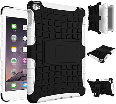 iPad air1 air2 Cover Case TPU+PC Cover Premium Protective Stylus Holder (White)