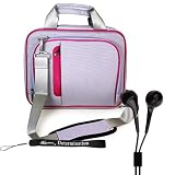Sony DVPFX950 9-Inch Portable DVD Player Shoulder Traveling Case + Includes a eBigValue (TM) Determination Hand Strap Key Chain + Includes a Crystal Clear High Quality HD Noise Filter Earbuds Earphones Headphones 3.5mm Jack ( Airport Check-Point-Friendly Bag )