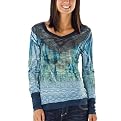 Xhilaration&reg; Juniors Splitback Sublimation Knit Top - Black/ Grey/ Teal Print