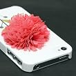 iphone4s iphone4s ケース iphone4s iphone4 カバー お花の立体デコ(カーネーション・淡いレッド)