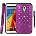 Moto G2 Case, Motorola Moto G (2nd Generation) Case, Style4U Studded Rhinestone Crystal Bling Hybrid Armor Case Cover for Motorola Moto G (2nd Generation 2014) with 1 HD Screen Protector and 1 Stylus [Purple / Black]