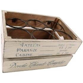Plage Beau Soleil Aged Wood Vintage French look 6 bottle carrier