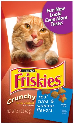 Friskies Cat Treats Crunchy Tuna & Salmon Flavors, 2.1-Ounce Pouches (Pack of 20)