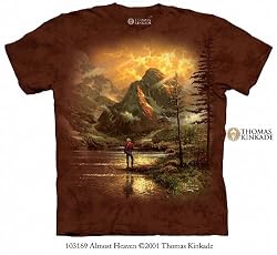 The Mountain Thomas Kinkade Almost Heaven Fishing Adult Tee T-shirt