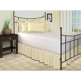 Poly Cotton Ruffled Bed Skirt with Split Corners, Queen, 21" Drop, Bone