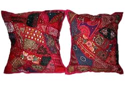 Beaded Pillow Cushion Covers Pink Mirror Tosspillow Shams Pair