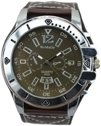 New Fashion Leather 2 Dials Decoration with Calenda Wrist Watch Quartz WTH0223