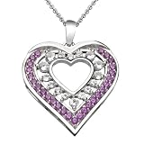Sterling Silver Created Ruby with Created White Sapphire Heart Pendant Necklace, 18