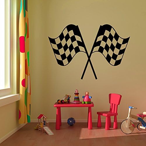 Checkered Racing Flags Wall Decal - 12" Peel and Stick Removable Graphic