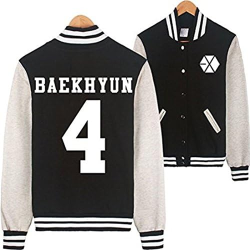 Treesate Grace Karin Kpop EXO EXO-M EXO-K Varsity Baseball Jacket Black