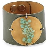 Leighelena Enamel Olive Pearl Leather Cuff Bra