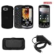 Samsung Moment M900 Combo Rubber Feel Black Protective Case Faceplate Cover + LCD Screen Protector + Rapid Car Charger + Black Horizontal Leather Pouch for Samsung Moment M900
