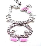 Hello Kitty Full Body Crystal Pendant Necklace Pink Bow