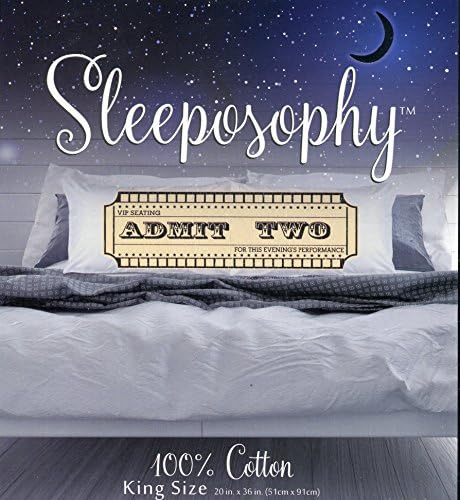 Sleeposophy Coordinating Pair King Cotton Pillowcases, Admit Two Ticket
