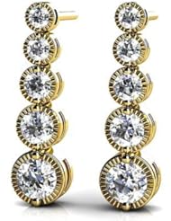 1.00 ct Ladys Millgrain Edge Diamond Journey Earrings in 18 karat Yellow Gold