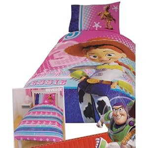 Childrens/Kids Girls Toy Story Jessie Reversible Quilt/Duvet Bedding Set (Single Bed) (Pink/Blue ...