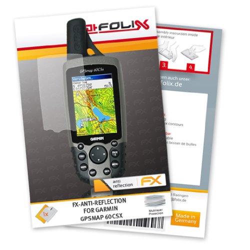 atFoliX FX-Antireflex Antireflective screen protector for Garmin GPSMap 60CSX / 60-CSX - Anti-glare screen protection! Highest Quality - Made in Germany!