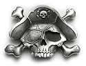 PIRATE SKULL & CROSSBONES Belt Buckle with Hidden Lighter