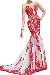 Fitted Lace Applique 2015 Tulle Mermaid Evening Dress/Prom Dress 