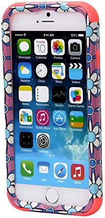 Electrovic Cute and Adorable PC plus Silicone 3 in 1 Hybrid Case for iPhone6 -Blue Flower+ Pink