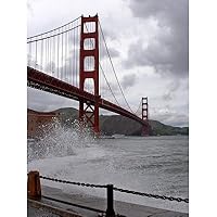 Golden Gate Bridge (Waves Splashing) Art Poster Print