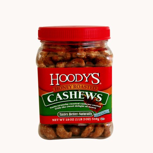 Hoody's Honey Roasted Cashews, 18 Ounce Medium Gripper Pet Jar (Pack of 3) by Cashews Honey Roasted